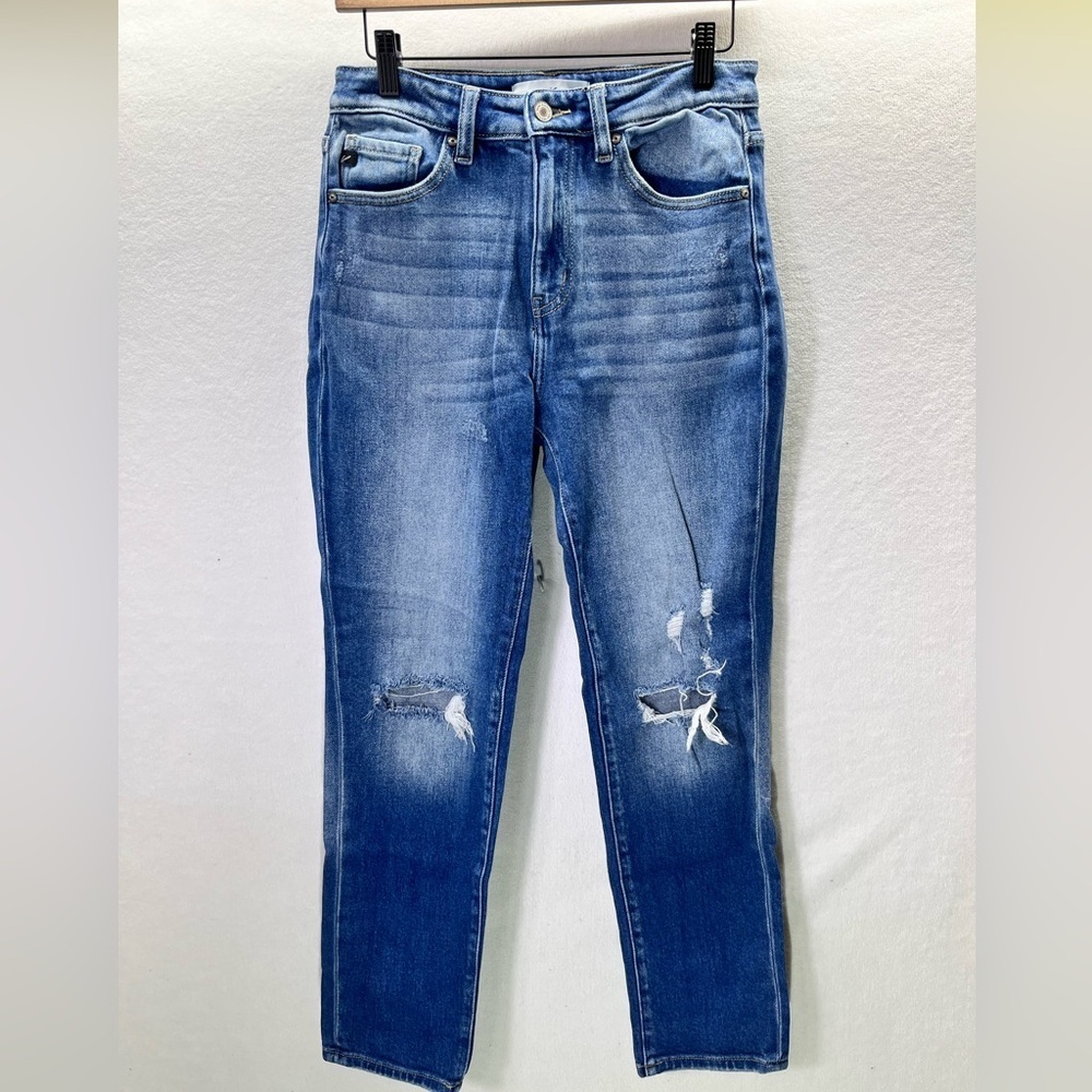 KanCan Skinny Ankle Jeans Womens 7/27 Blue Denim Stretch Pants Distressed‎ 2028